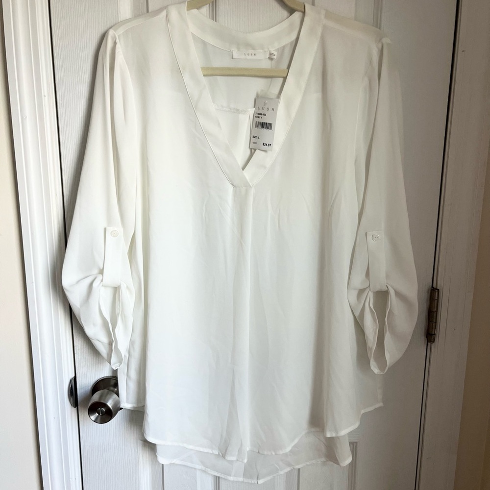 White Tab Sleeve Blouse